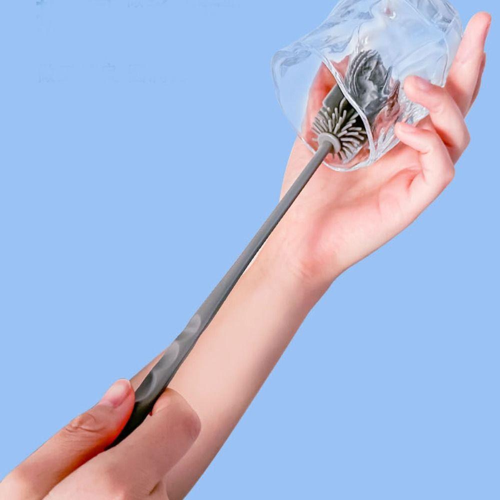 Long Handle Bottle Cleaning Brush Multipurpose Cup Scrubber Cleaning Supplies Glass Cleaner Groove