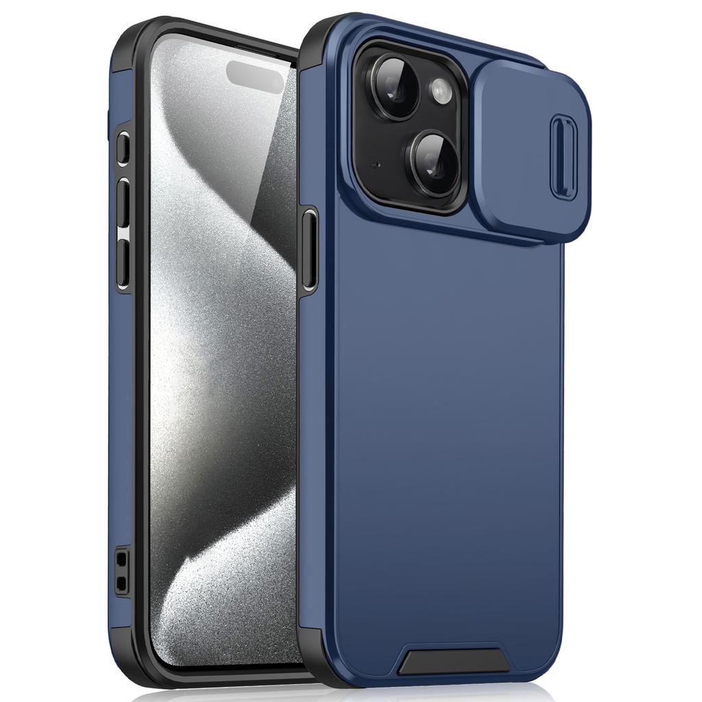Чехол для iPhone 15 со шторкой для камеры, PC+TPU, Защитный чехол для телефона