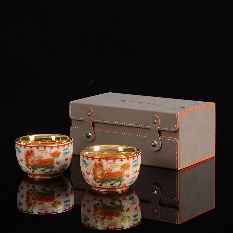 Chaxun Gilded Wood Dragon & Phoenix Personal Teacup