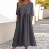 Round Neck 5 Points Sleeve Large Size Casual Loose Long Solid Color Dress