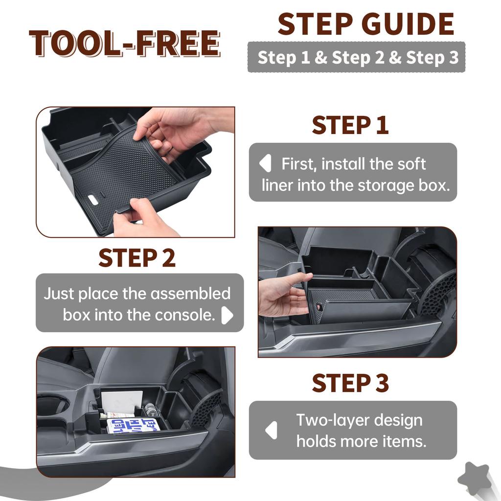 Center Console Storage Box Tray for 2025 Acura RDX Accessories Armrest Storage Organizer Coin Phone Holder Secondary Accessoreis