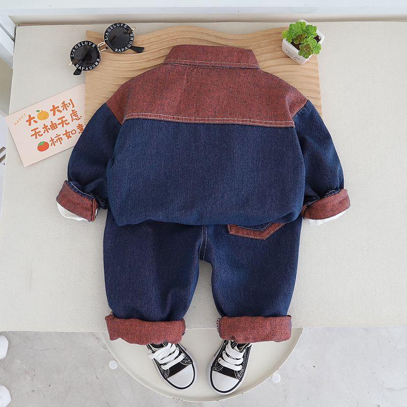 Boys' Denim Suit for Spring and Autumn Children's Baby Three Piece Set for Spring and Autumn