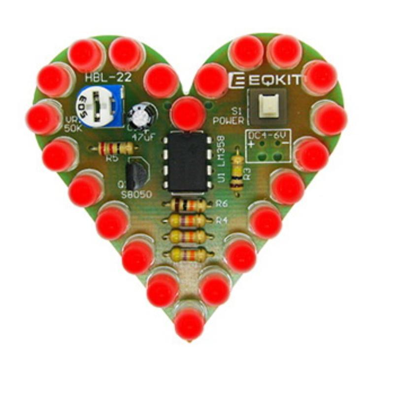 DIY Heart Shape Breathing Lamp Kit LED Circuit Board 4V 6V Electronic Solder Assembly for Electronics Student Project