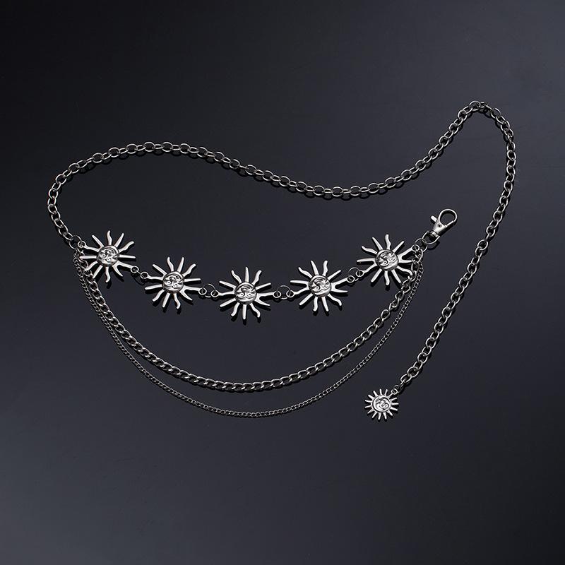 Атмосферная металлическая поясная цепочка, женский регулируемый пояс для платья, многослойный премиальный цепной ремень.