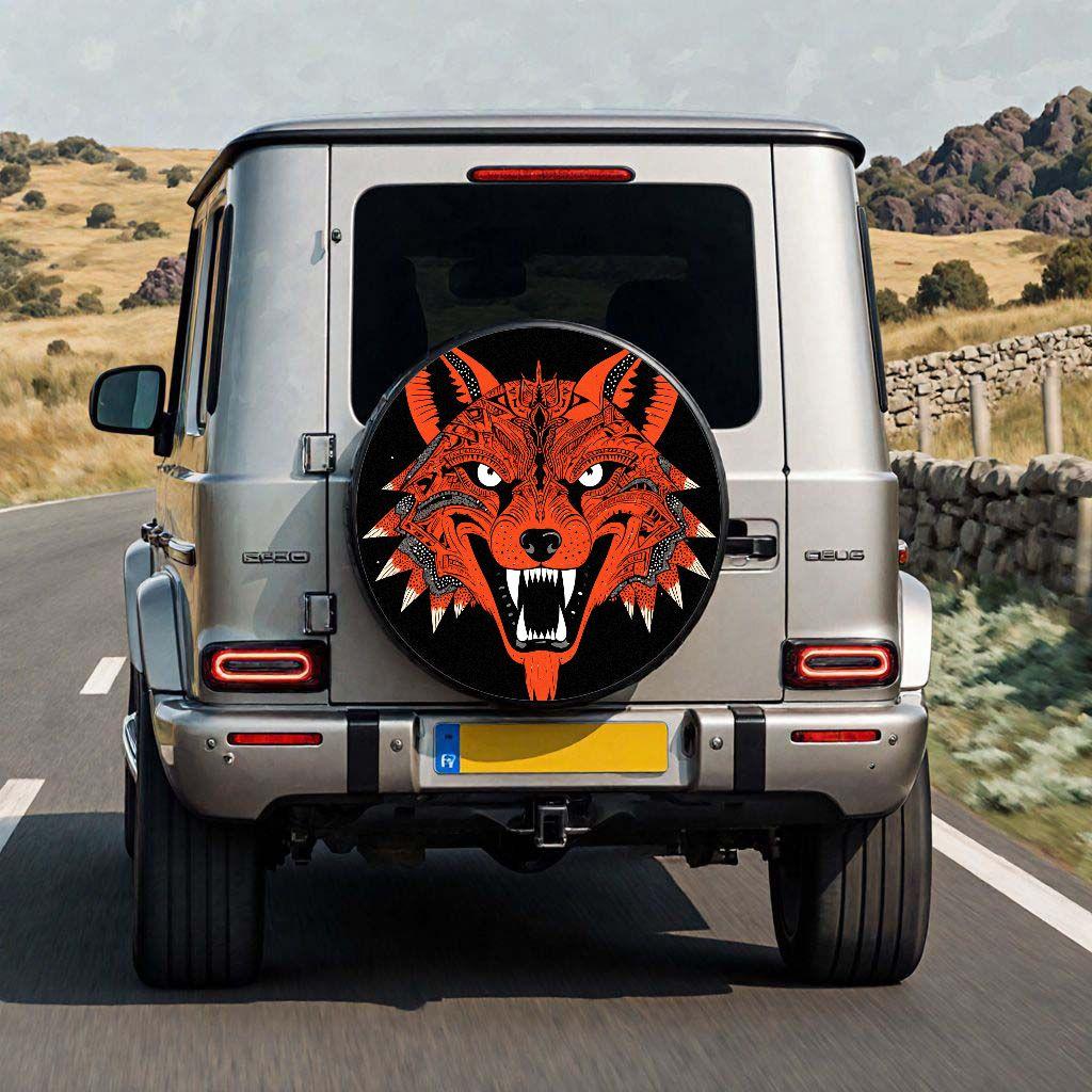 Angry Wolf Head Spare Tire Cover Durable Protection