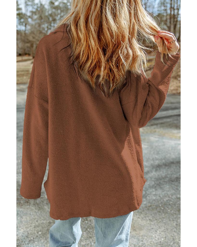 Azura Exchange Contrast Flap Pockets Relaxed Shacket