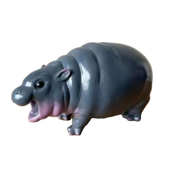 Имитация Фигурка Гиппопотама Рычащий Гиппопотам Статуя Речная Лошадь Скульптура Обучающая Игрушка Смола Модель Животного Украшение Орнамент