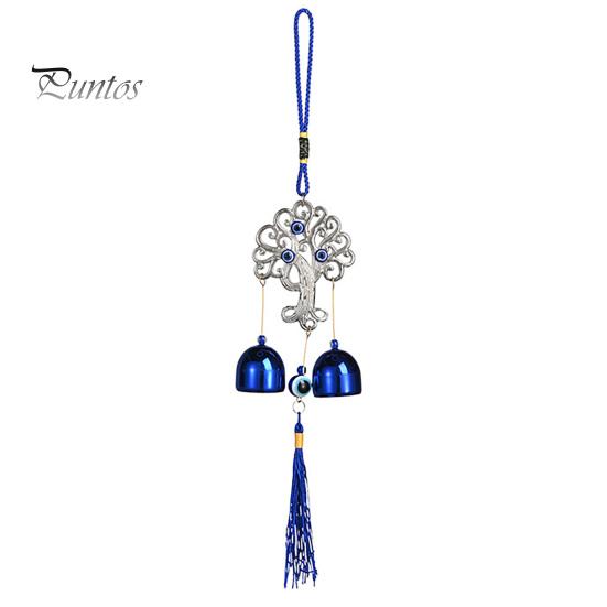 Синий злые глаза ветряная музыка с 2 колокольчиками для внутреннего и наружного использования в саду, патио, подвесной металлический ветряной колокольчик в форме сердца и дерева для бабочки