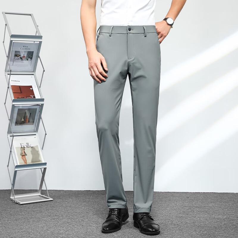 Мужские эластичные брюки от морщин в стиле business casual прямого кроя FMMY3202
