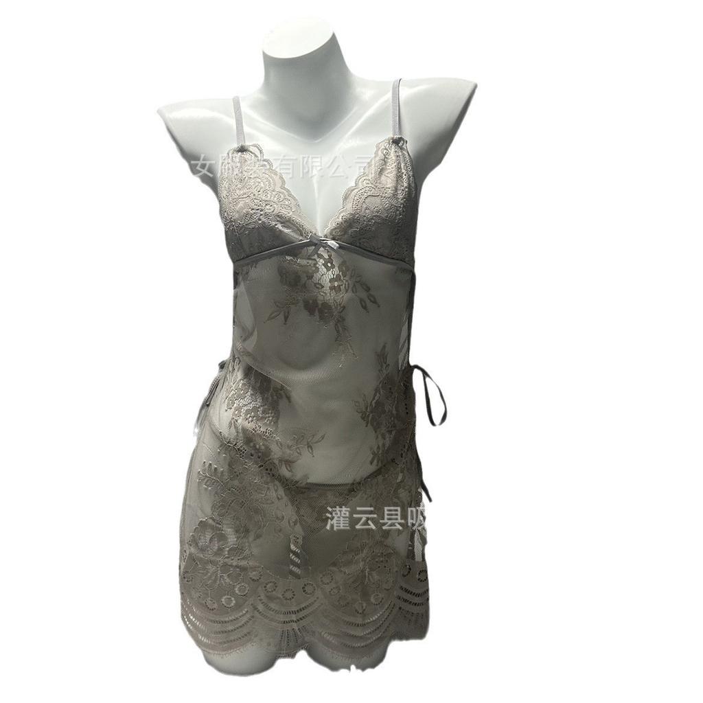 Large Size Sex Underwear Sexy Water-soluble Flower Halter Sling Lace Perspective Thin Hollow 0