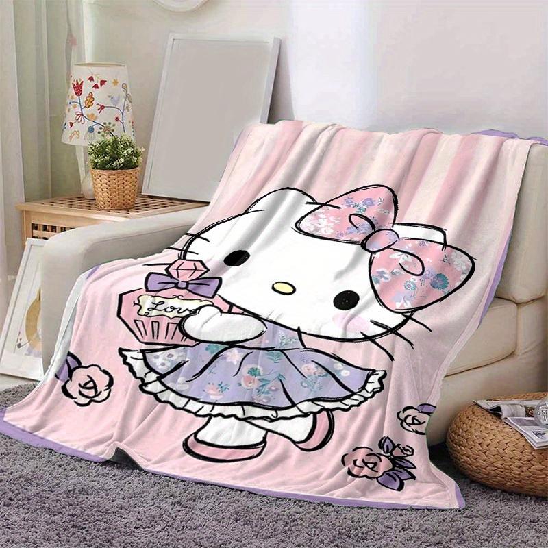 1шт. Плед Hello Kitty с цветочным принтом - Милый домашний декор, Офисная салфетка, Подарок для отдыха на природе Giftz0411225