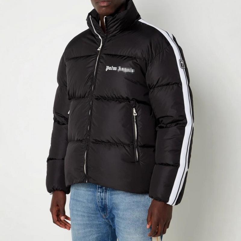 Унисекс Хлопковая куртка Palm Angel в полоску, цветовые блоки, принт с буквами, воротник-стойка