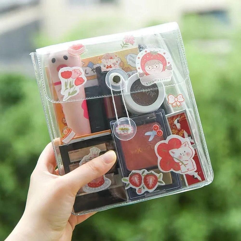 Large Capacity Transparent Storage Bag Square Rectangle Stationery Stickers Bag  Office Supplies