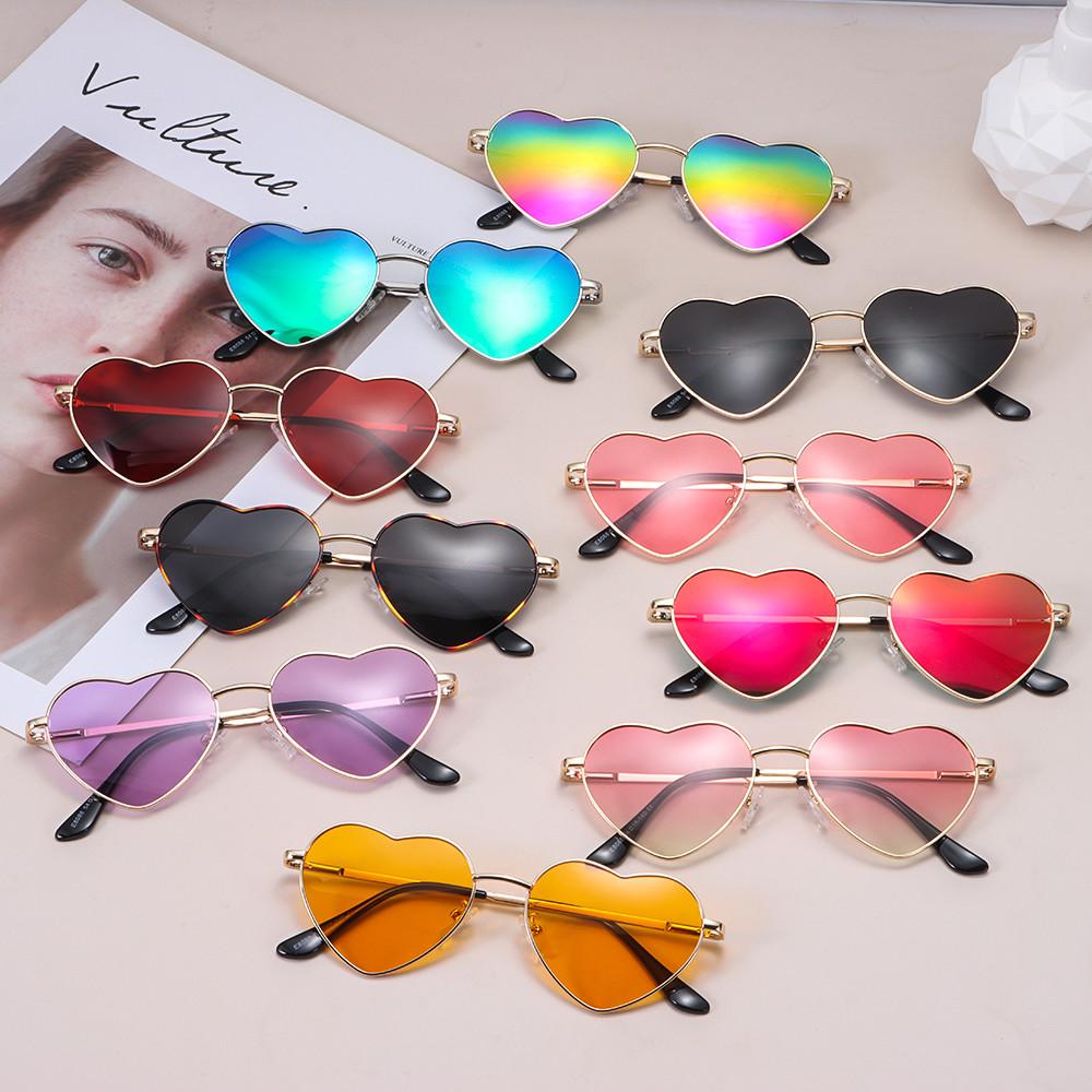 Fashion Vintage Metal Frame Heart-Shaped Glasses Eyewear Polarized Glasses Women Heart Sunglasses