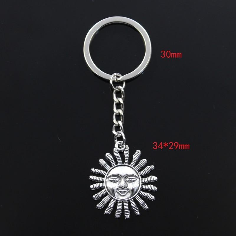 Новый брелок 34x29 мм Sun Face Sunburst бронзовый серебряный цвет подвески DIY мужской автомобильный брелок кольцо держатель брелок ювелирные изделия подарок
