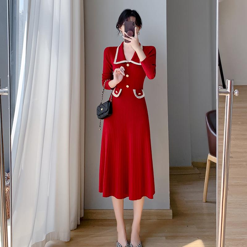 Qianjin Xiaoxiang Style Knitted Sweater Dress - 2023 Autumn/Winter Collection