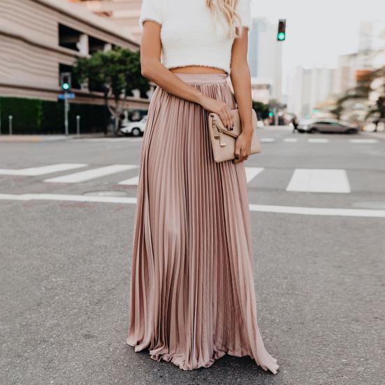 Skirt Women Solid Color Large Hem A-Line Long Skirt Work Leisure Skirt Streetwear