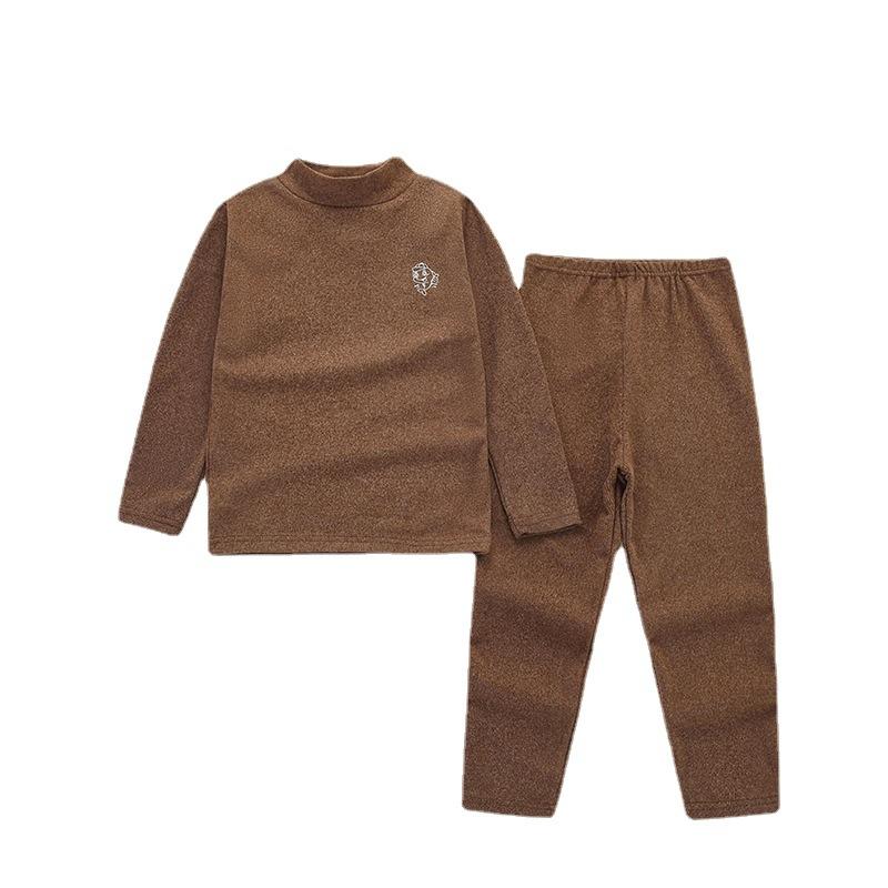 Children's Fall and Winter Warm Set Warm Long-sleeved Top + Warm Pants 2-piece Set