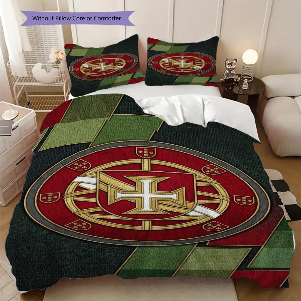 Royal Lion Emblem Three-piece set (1 * duvet cover + 2 * pillowcase, without core) Duvet cover and pillowcase Soft and comfortable Bedding set Bedding