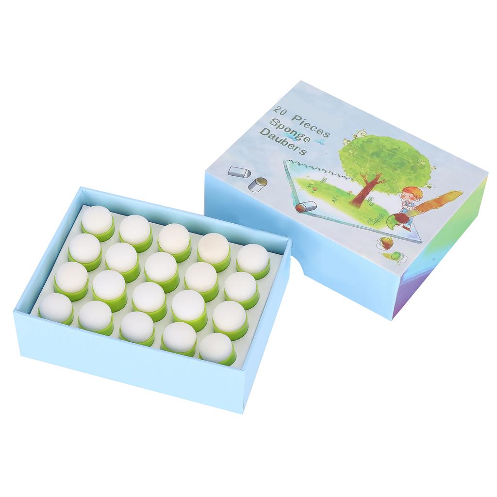 20 шт., губка для пальцев, зеленые детские подушечки для рисования, инструменты для штамповки в коробке