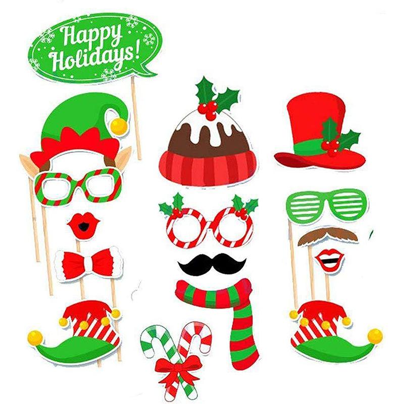 32 шт. Рождественский реквизит для фотобудки Санта-Клаус, лось, рождественская елка, бумажные стаканы