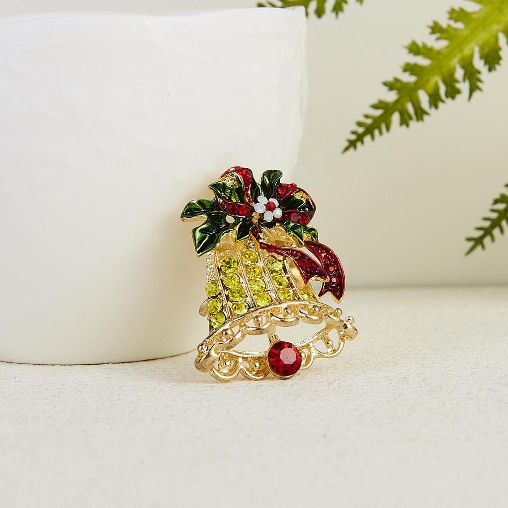 Европейская и американская мода Брошь-колокольчик со стразами - Рождественская коллекция