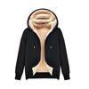 Autumn Winter Men's Fleece Hooded Jacket Winter Thickened Zipper Closure Warm Casual Solid Color Hoodie with Zipper Coat