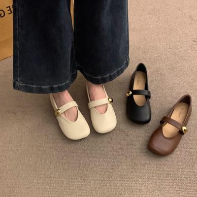 Ретро туфли Мэри Джейн с квадратным носком на плоской подошве, женская обувь 2025 весна и лето, новые туфли Doudou из мягкой кожи