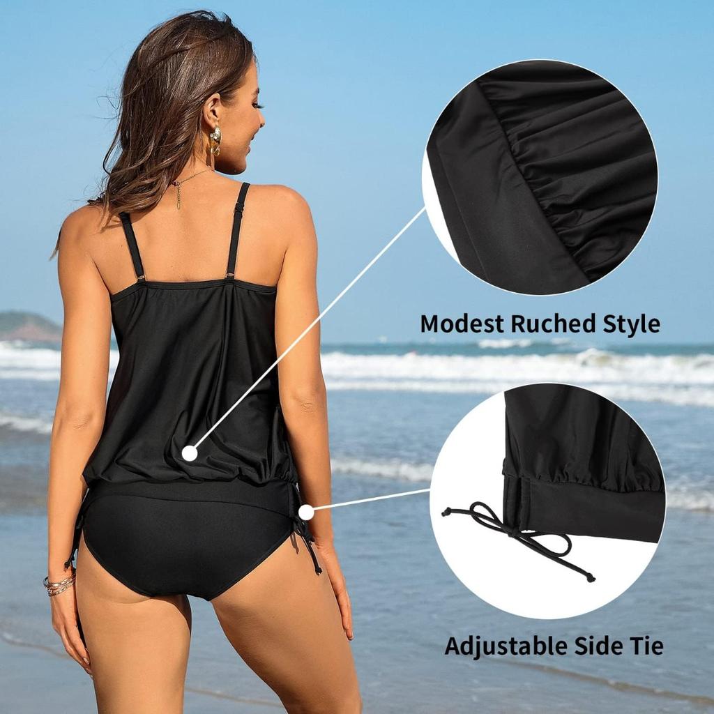 CHARMLEAKS Женские блузоны, топы-танкини, только свободный крой, топ для плавания, купальный костюм с овальным вырезом, верхний мягкий купальник, верх без дна