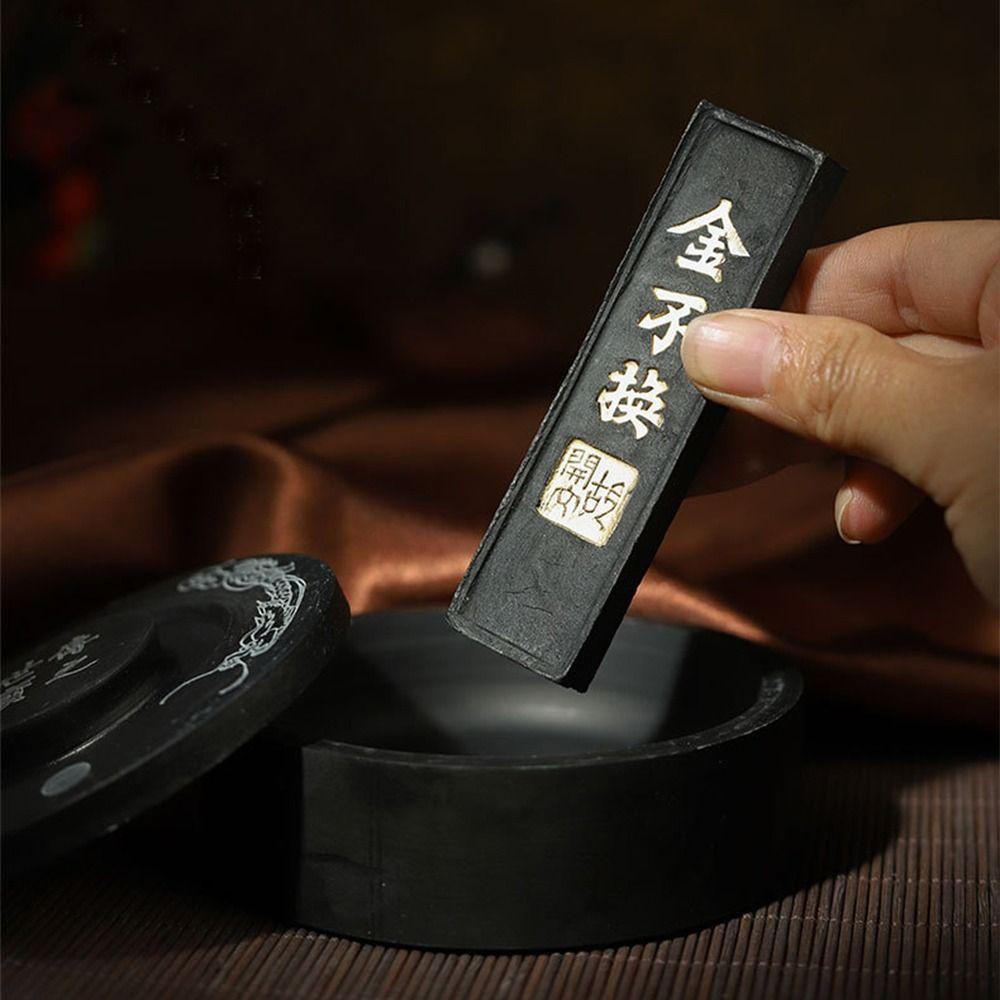 Black Calligraphy Ink Stick Writing Calligraphy Solid Ink Vintage Grinding Ink Block Artist