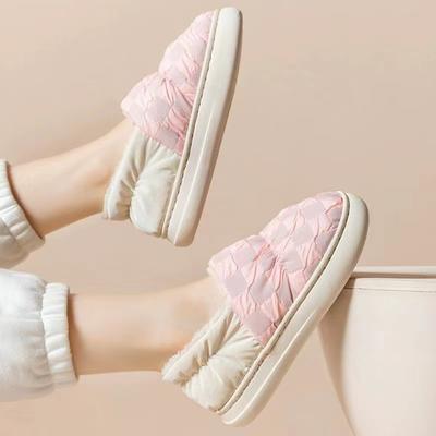 Хлопковые туфли женские осенне-зимние на танкетке, бархатные утолщенные домашние тапочки на толстой подошве, нескользящие, послеродовые, для пары