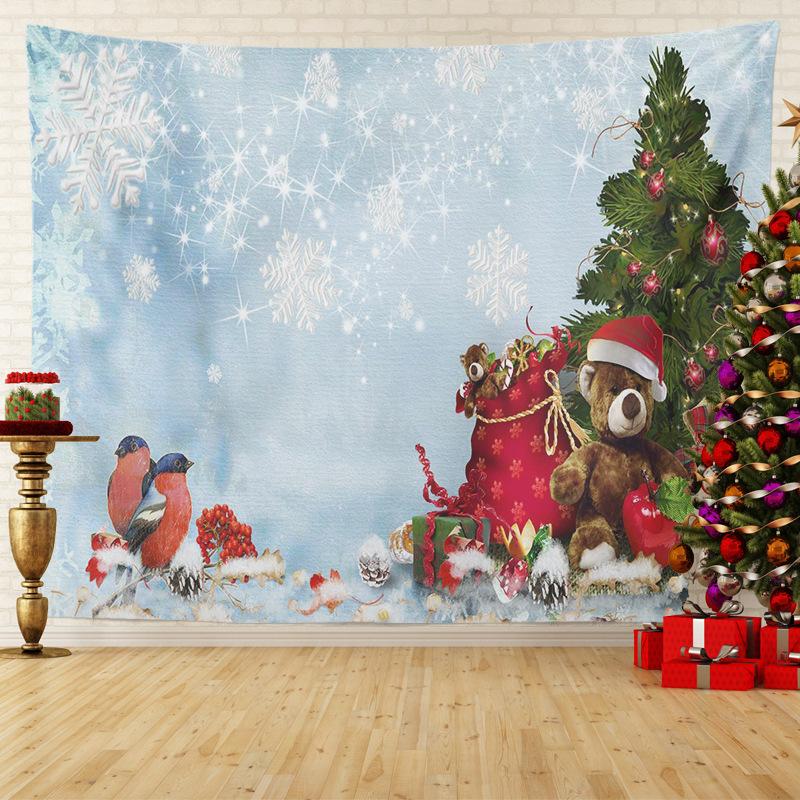 Home Decor Tapestry Santa Christmas Tree Print Wall Hanging Room Wall Decor Background Fabric