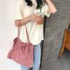 Print Grid Pattern Canvas Bag Retro Handbag Simple Printed Shoulder Bag  Women