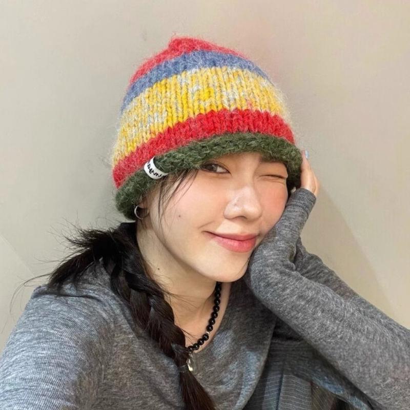 Дорожная панама крючком в полоску, плюшевая шляпа рыбака для Y2K девушек, для шопинга