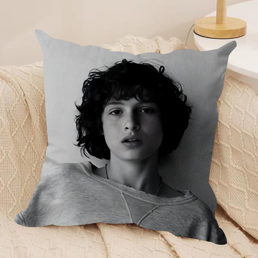 Actor FFinn WWolfhard Cushion Cover Silky Short Plush Invisible Zipper Dustproof Sofa Pillow Case for Home Decor