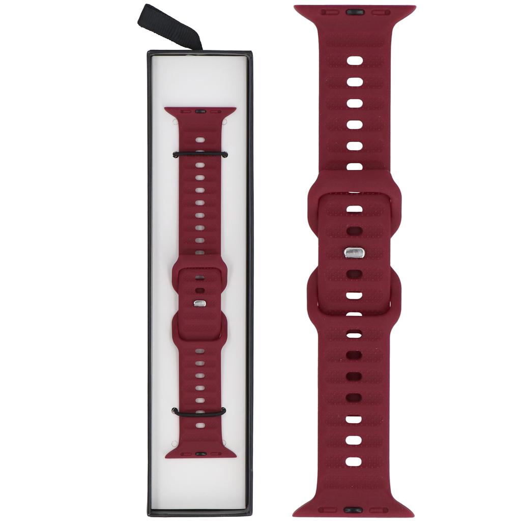 GlacierX Silicone Ribbed Burgundy Smartwatch Strap for Apple Watch 42/44/45/49mm Burgundy