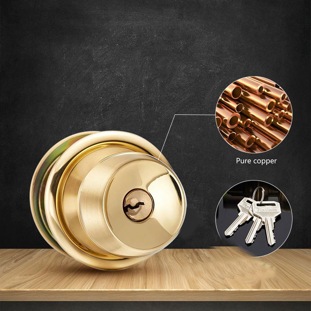Polished Brass Keyed Entry Door Knob Front Entrance Door Lock 60mm for Front Entrance Adjustable Latch Reversible Use