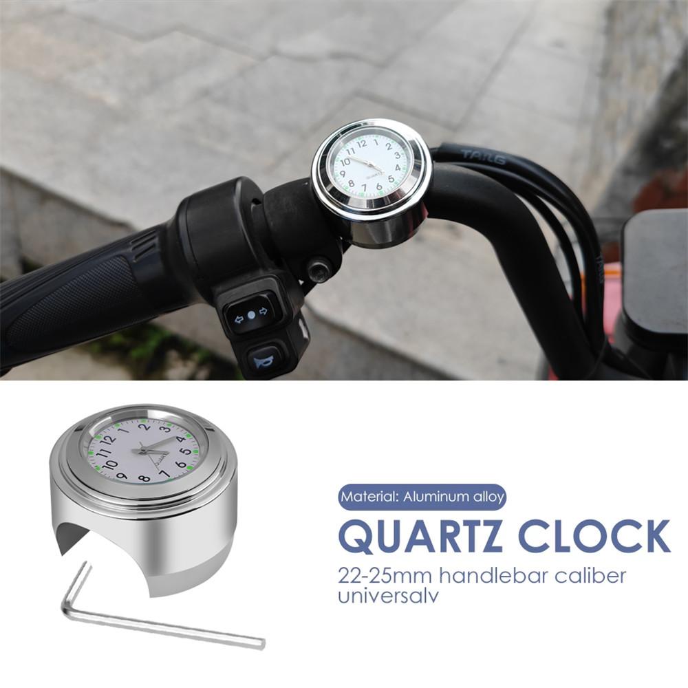 Модные часы для мотоцикла, хромированные водонепроницаемые, с креплением на руль, кварцевые часы, алюминиевые светящиеся часы, аксессуары