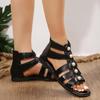 Модные женские сандалии 2024 года, новые однотонные летние простые повседневные туфли на плоской подошве, удобные нескользящие женские сандалии Zapatos
