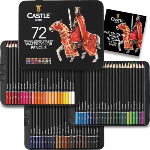 Castle Art Surprise Набор акварельных карандашей из 72 цветов | Яркие премиальные пигменты для смешивания, рисования и раскрашивания | Для взрослых, хобби и професс