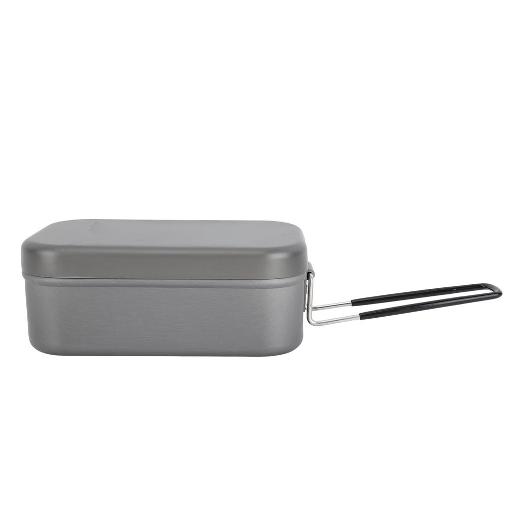 Camping Aluminum Lunch Box with Foldable Handle Lightweight High Temperature Resistance Sealed Portable Lunch Box for