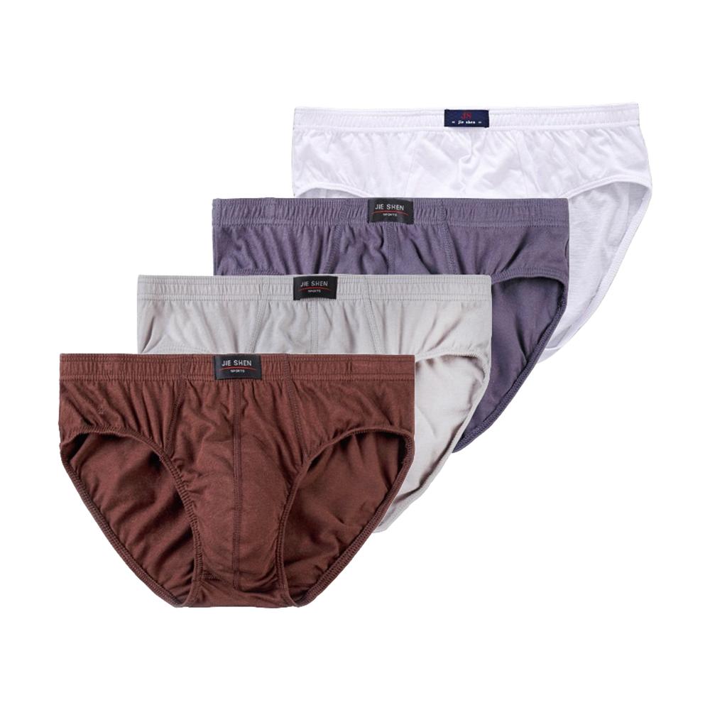 4pcs Large Size Underwear Men's Cotton Briefs Comfortable Panties Solid Colors Underpants L XL 2XL 3XL 4XL 5XL 6XL 7XL