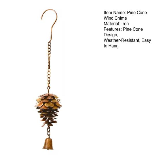Pine Cone Wind Chime Weather-Resistant Metal Wind Chime Decoration Home Outdoor Garden Patio Balcony Hanging Wind Bell