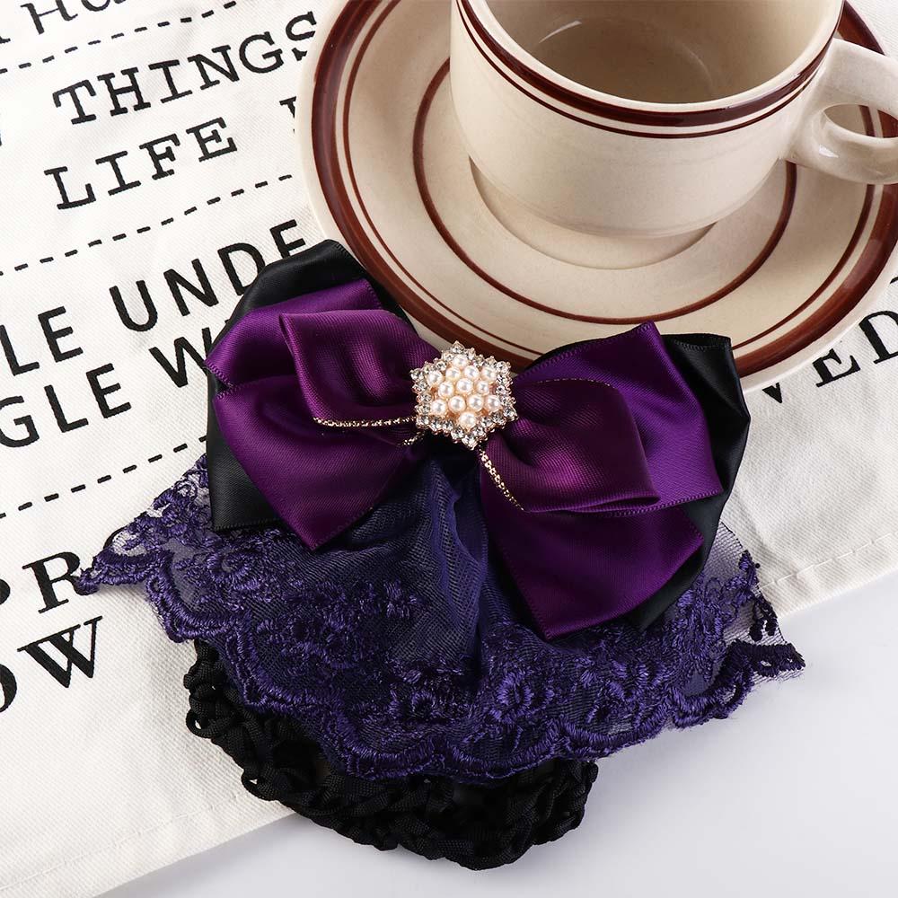 Pearl Bowknot Spring Clip Ribbon Hair Net Cover Elegant Bun Snood  Bank