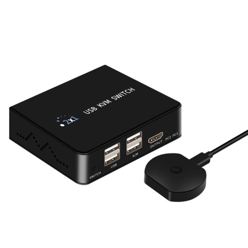 HDTV KVM Переключатель 2 входа 1 выход 4K 60 Гц Общий доступ к USB-клавиатуре и мыши Селектор-переключатель 4K 60 Гц Для ПК Ноутбука Офиса