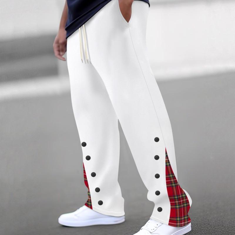 Men's SweatpantsNew Men's Buttoned Webbing Casual Pants Funky Straight Pants Outdoor Trousers