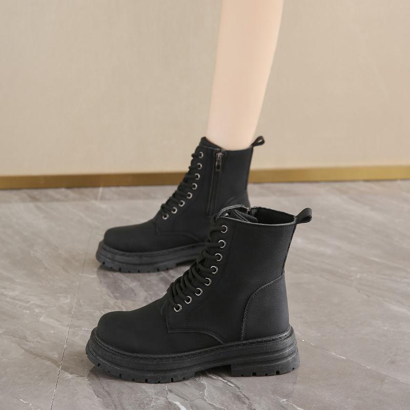 Women's Fashion Boots Retro Leather Ankle Boots Women Luxury Soft Sole Short Boots New Platform Non-slip Round Toe