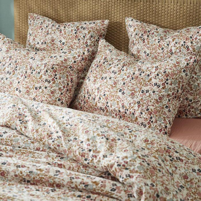 Taie d'oreiller imprimée "Capucine" 60 x 60 cm &amp; 50 x 70 cm "Gaze de Coton" - Capucine Pampa - 60 x 60 cm