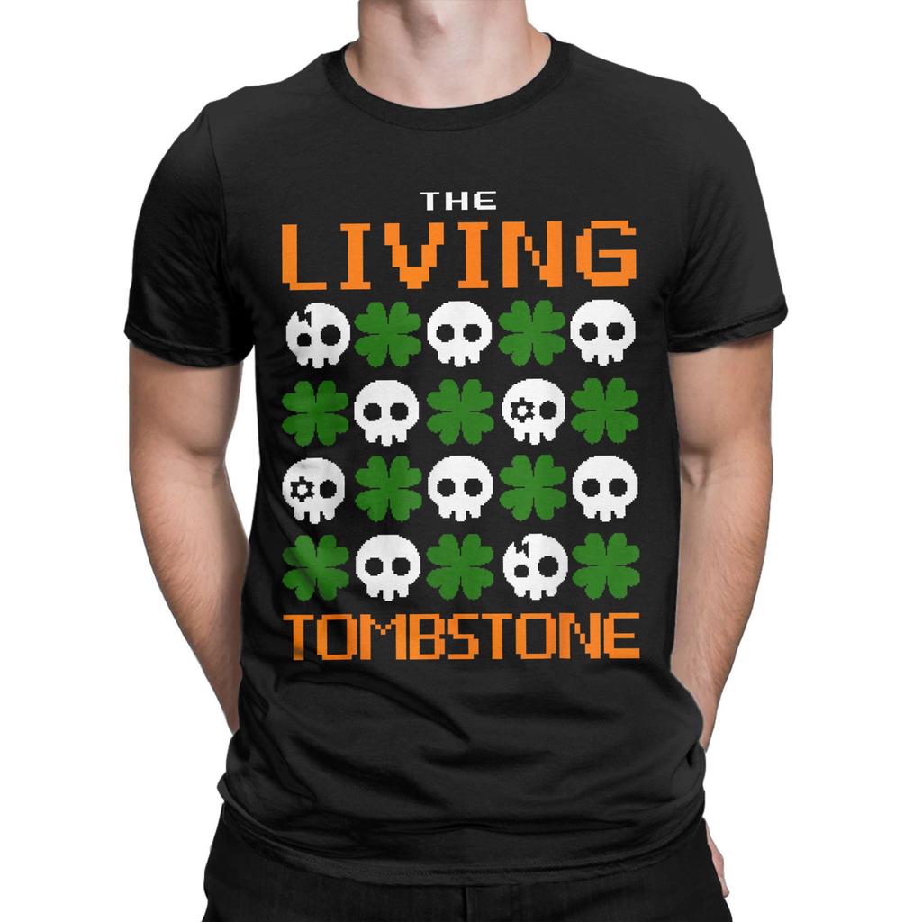 Мужчины The Living Tombstone Ст. Футболки с черепами Патрика Рок 100% хлопок Топы Веселые с коротким рукавом с круглым вырезом Летние футболки