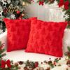 Plush Cushion Cover for Sofa Christmas Tree Cover, Embroidered Throw Pillow Decorative Red And Green Holiday Covers Case Home Decor, 18 x Inches